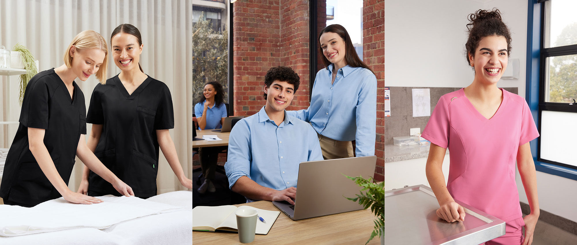 Beauty, Business Casual & Scrubs images side-by-side